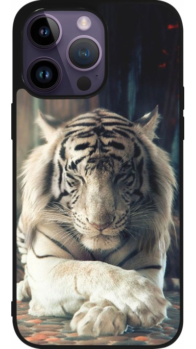 Coque iPhone 15 Pro Max - Silicone rigide noir Zen Tiger