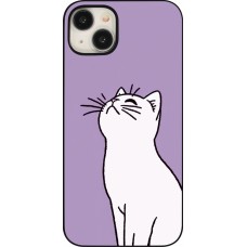 Coque iPhone 15 Plus - Chat sur fond violet