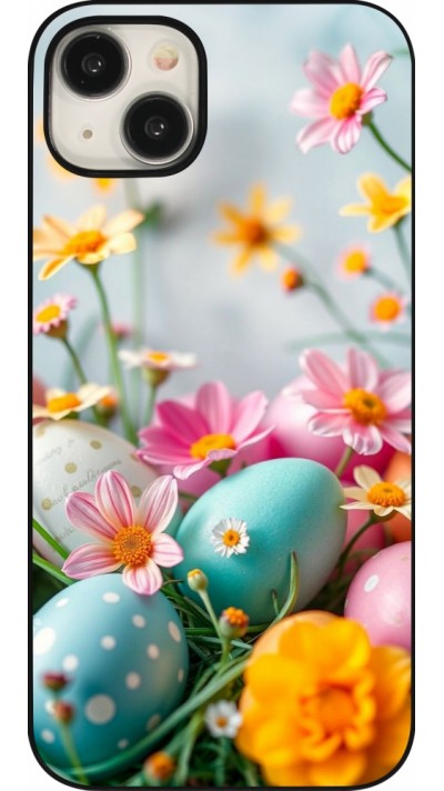 Coque iPhone 15 Plus - Easter 2026 Eggs with flowers