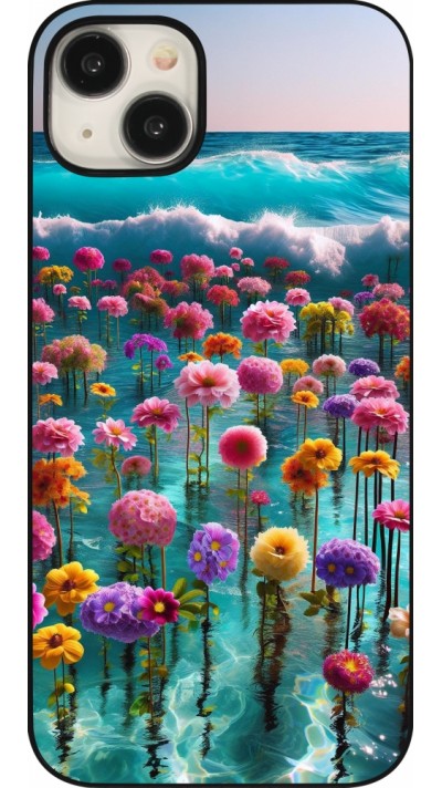 iPhone 15 Plus Case Hülle - Blumenmeer Wellen