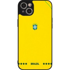 Coque iPhone 15 Plus - Silicone rigide noir Maillot de football Bresil 2026 personnalisable