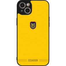 Coque iPhone 15 Plus - Silicone rigide noir Maillot de football Équateur 2026 personnalisable