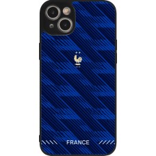 Coque iPhone 15 Plus - Silicone rigide noir Maillot de football France 2026 personnalisable