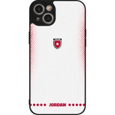 Coque iPhone 15 Plus - Silicone rigide noir Maillot de football Jordanie 2026 personnalisable