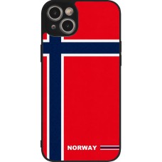 Coque iPhone 15 Plus - Silicone rigide noir Maillot de football Norvège 2026 personnalisable