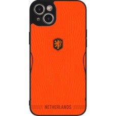 Coque iPhone 15 Plus - Silicone rigide noir Maillot de football Pays-Bas 2026 personnalisable