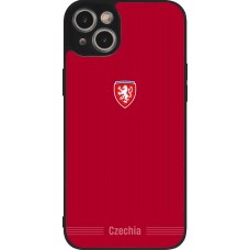 Coque iPhone 15 Plus - Silicone rigide noir Maillot de football Répuplique Tchèque 2026 personnalisable