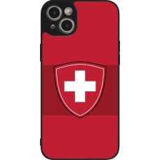 Coque iPhone 15 Plus - Silicone rigide noir Hockey World Championship Ecusson Suisse