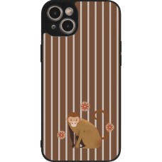 iPhone 15 Plus Case Hülle - Silikon schwarz Monkey with stripes