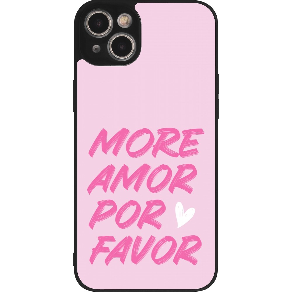 Coque iPhone 15 Plus - Silicone rigide noir More amor porfavor