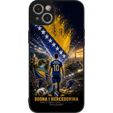 Coque iPhone 15 Plus - Silicone rigide noir Football Bosnie-Herzégovine splash 2026