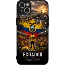 Coque iPhone 15 Plus - Silicone rigide noir Football Équateur splash 2026