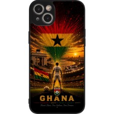 Coque iPhone 15 Plus - Silicone rigide noir Football Ghana splash 2026