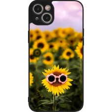Coque iPhone 15 Plus - Silicone rigide noir Sunflower with glasses Spring 2026