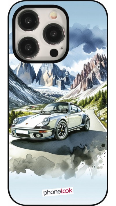 Coque iPhone 15 Pro - Porsche 911 Mountain Watercolor