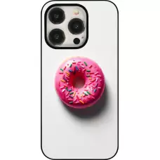 iPhone 15 Pro Case Hülle - Weisser Hintergrund, pinker Donut