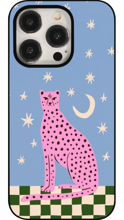 Coque iPhone 15 Pro - Pink leopard with stars 2026