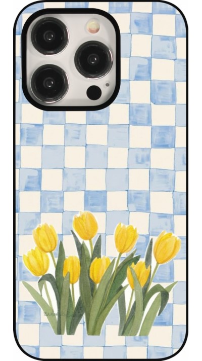 Coque iPhone 15 Pro - Blue vichy tulips 2026