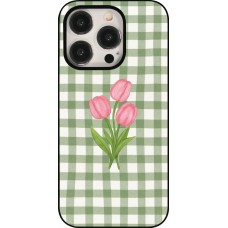 Coque iPhone 15 Pro - Green vichy tulips 2026