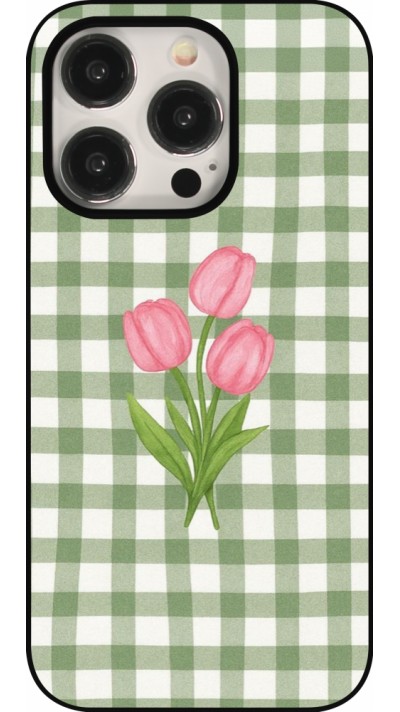 Coque iPhone 15 Pro - Green vichy tulips 2026