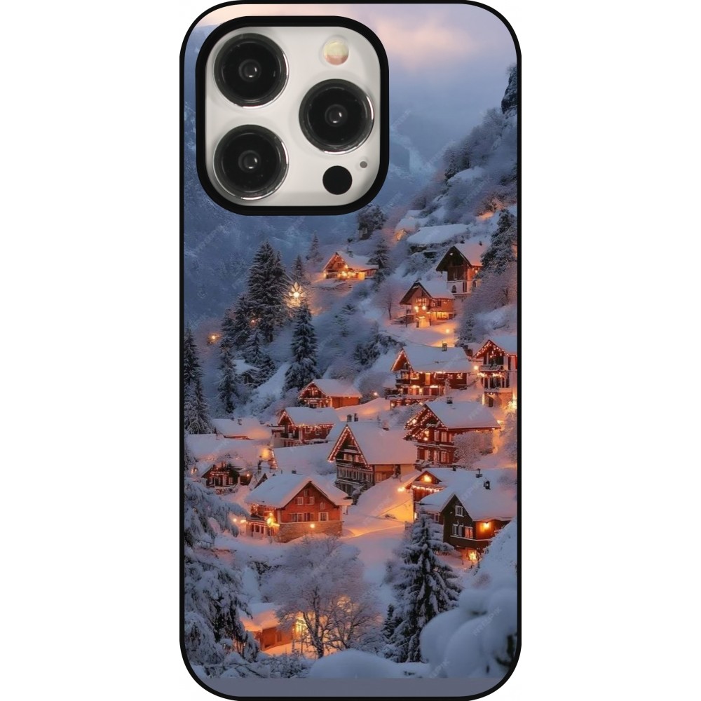 Coque iPhone 15 Pro - Winter 25 Winter snowy village