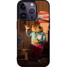 Coque iPhone 15 Pro - Silicone rigide noir Dancing frog DTMF