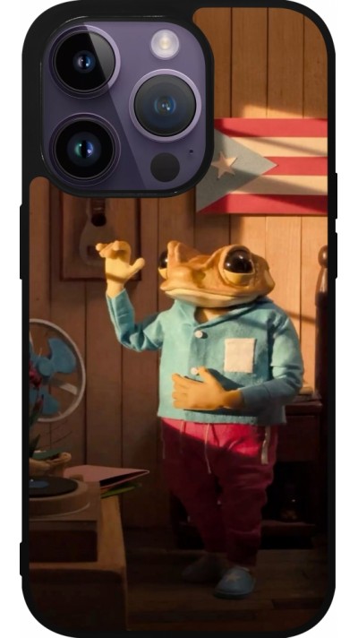 Coque iPhone 15 Pro - Silicone rigide noir Dancing frog DTMF