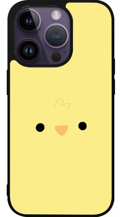 Coque iPhone 15 Pro - Silicone rigide noir Easter 2026 Little chicken