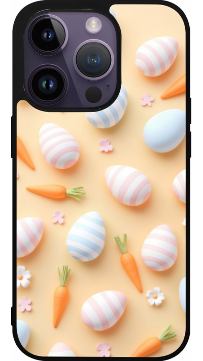 Coque iPhone 15 Pro - Silicone rigide noir Easter 2026 Pattern Easter