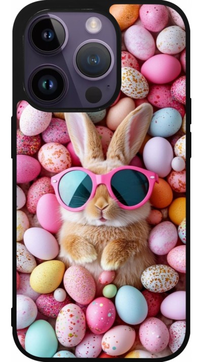 Coque iPhone 15 Pro - Silicone rigide noir Easter 2026 Rabbit fun