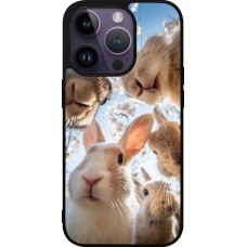 Coque iPhone 15 Pro - Silicone rigide noir Easter 2026 Rabbits