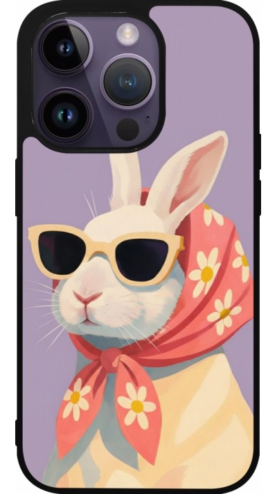 Coque iPhone 15 Pro - Silicone rigide noir Easter 2026 Rabbit with scarf