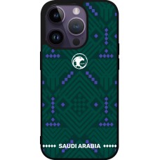 Coque iPhone 15 Pro - Silicone rigide noir Maillot de football Arabie saoudite 2026 personnalisable