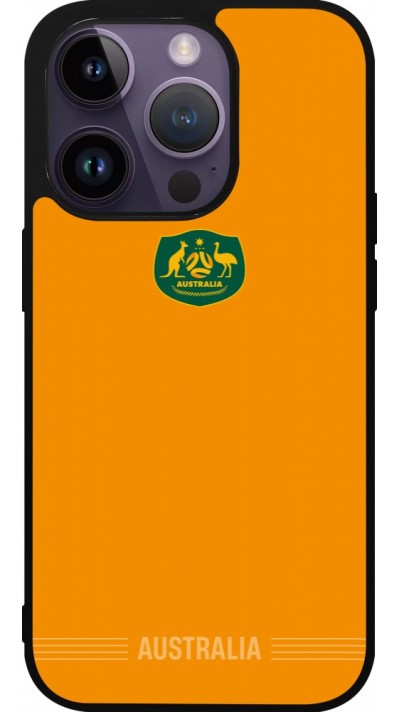 Coque iPhone 15 Pro - Silicone rigide noir Maillot de football Australie 2026 personnalisable