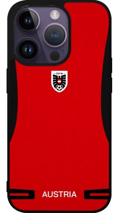 Coque iPhone 15 Pro - Silicone rigide noir Maillot de football Autriche 2026 personnalisable