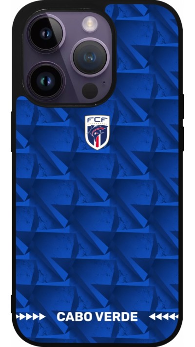 Coque iPhone 15 Pro - Silicone rigide noir Maillot de football Cap-Vert 2026 personnalisable