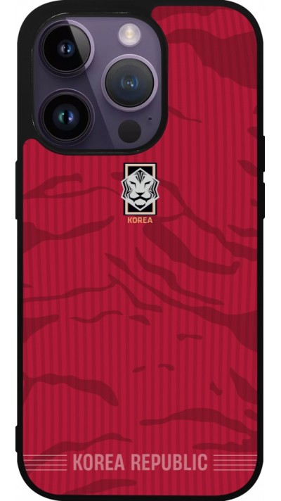 Coque iPhone 15 Pro - Silicone rigide noir Maillot de football Corée du Sud 2026 personnalisable