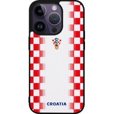 Coque iPhone 15 Pro - Silicone rigide noir Maillot de football Croatie 2026 personnalisable