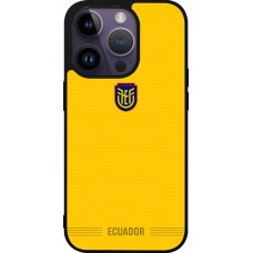 Coque iPhone 15 Pro - Silicone rigide noir Maillot de football Équateur 2026 personnalisable