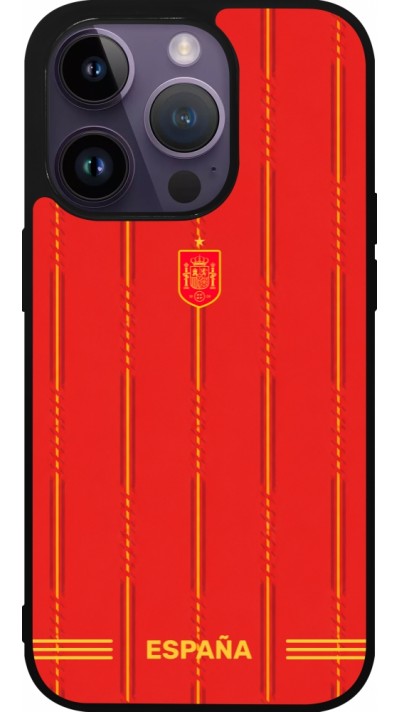 Coque iPhone 15 Pro - Silicone rigide noir Maillot de football Espagne 2026 personnalisable