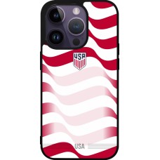 Coque iPhone 15 Pro - Silicone rigide noir Maillot de football États-Unis 2026 personnalisable