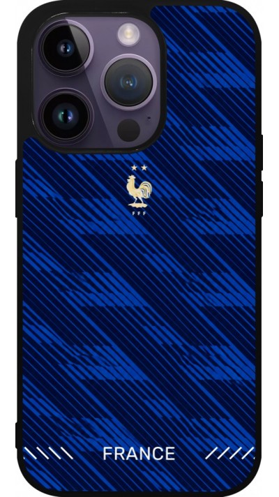 Coque iPhone 15 Pro - Silicone rigide noir Maillot de football France 2026 personnalisable
