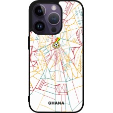 Coque iPhone 15 Pro - Silicone rigide noir Maillot de football Ghana 2026 personnalisable