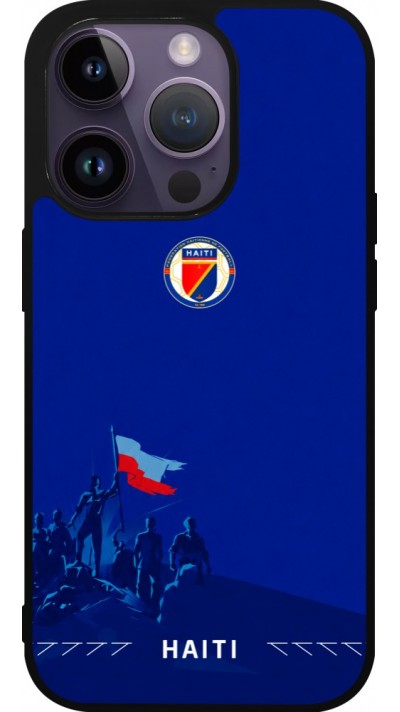 Coque iPhone 15 Pro - Silicone rigide noir Maillot de football Haiti 2026 personnalisable