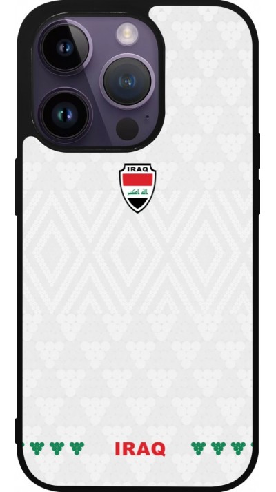 Coque iPhone 15 Pro - Silicone rigide noir Maillot de football Irak 2026 personnalisable