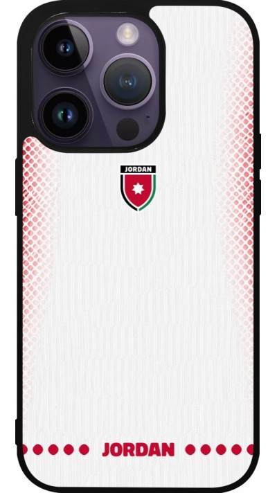 Coque iPhone 15 Pro - Silicone rigide noir Maillot de football Jordanie 2026 personnalisable