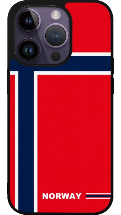 Coque iPhone 15 Pro - Silicone rigide noir Maillot de football Norvège 2026 personnalisable