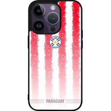Coque iPhone 15 Pro - Silicone rigide noir Maillot de football Paraguay 2026 personnalisable