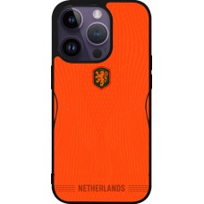 Coque iPhone 15 Pro - Silicone rigide noir Maillot de football Pays-Bas 2026 personnalisable