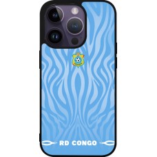 Coque iPhone 15 Pro - Silicone rigide noir Maillot de football RD Congo 2026 personnalisable